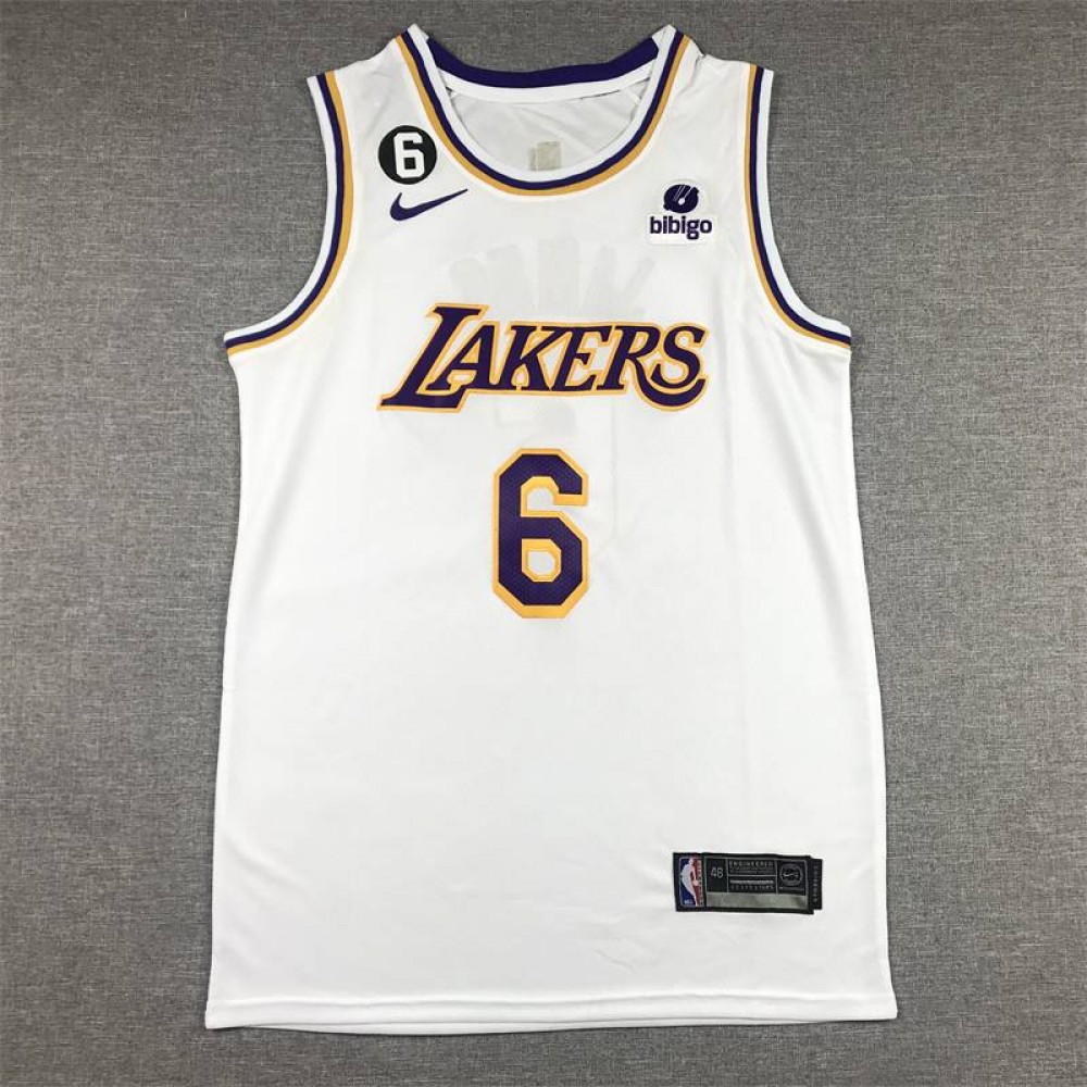 Camiseta Lebron James #6 Los Angeles Lakers 2023 Cuello Redondo Blanco Camiseta Lebron James #6 Los Angeles Lakers 2023 Cuello Redondo Blanco