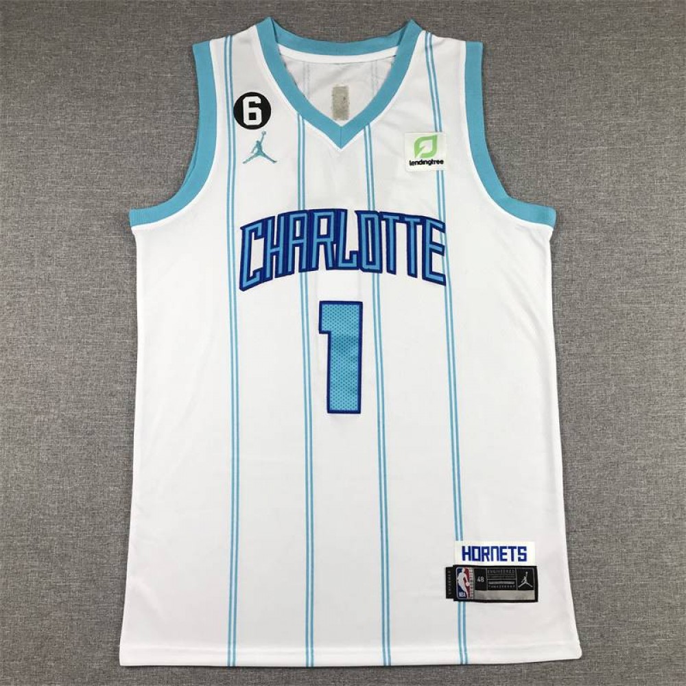 Camiseta Lonzo Ball #1 Charlotte Hornets Blanco Camiseta Lonzo Ball #1 Charlotte Hornets Blanco