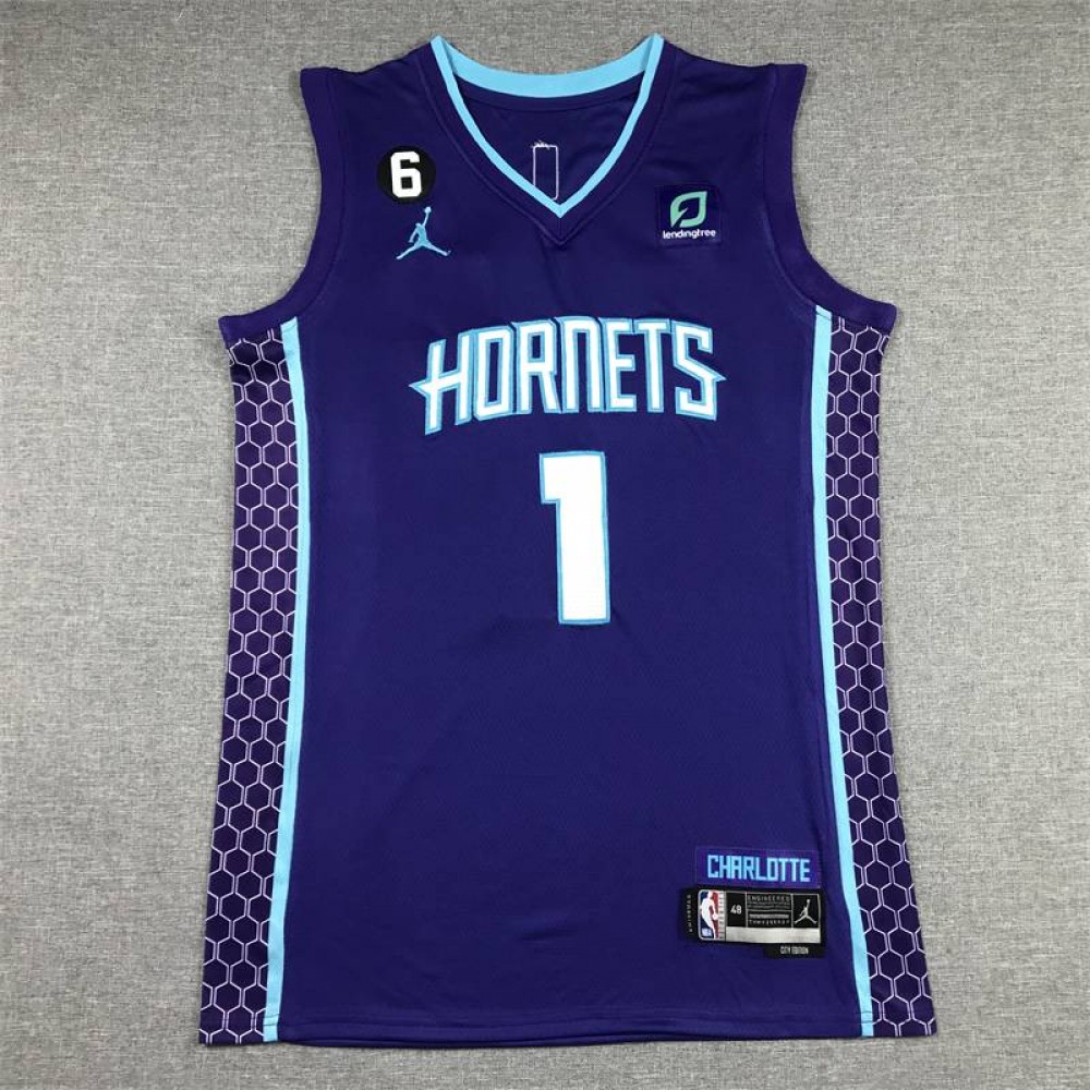 Camiseta Lonzo Ball #1 Charlotte Hornets Púrpura Statement Edition Camiseta Lonzo Ball #1 Charlotte Hornets Púrpura Statement Edition