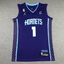 Camiseta Lonzo Ball #1 Charlotte Hornets Púrpura Statement Edition
