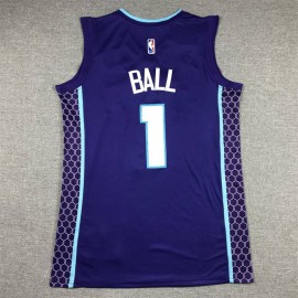 Camiseta Lonzo Ball #1 Charlotte Hornets Púrpura Statement Edition Camiseta Lonzo Ball #1 Charlotte Hornets Púrpura Statement Edition