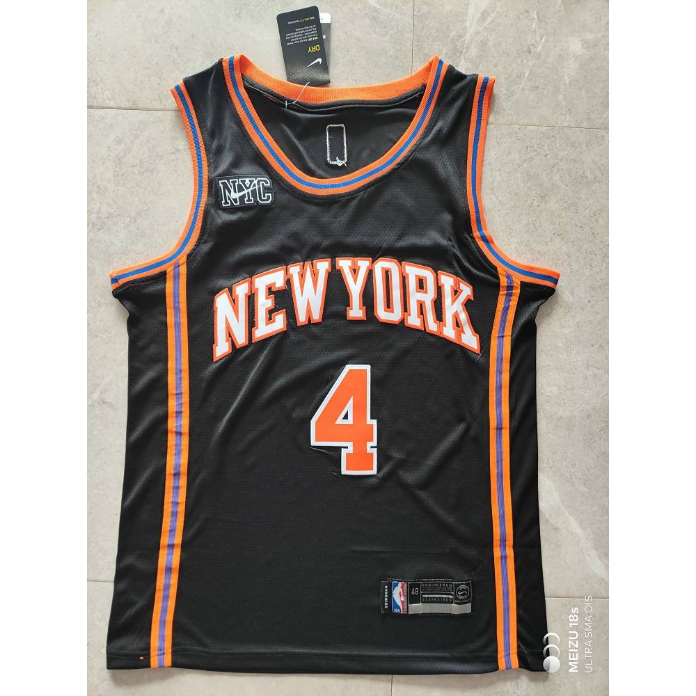 Camiseta Derrick Rose #4 New York Knicks Edicion 75 Aniversario Negro Fan Edition Camiseta Derrick Rose #4 New York Knicks Edicion 75 Aniversario Negro Fan Edition