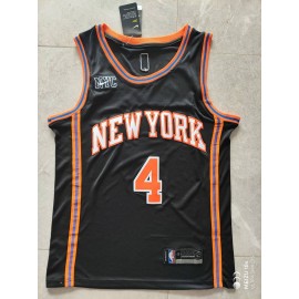 Camiseta Derrick Rose #4 New York Knicks Edicion 75 Aniversario Negro Fan Edition