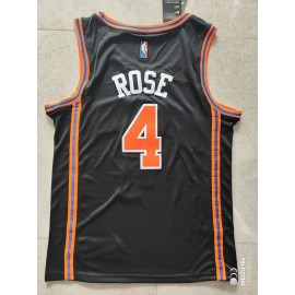 Camiseta Derrick Rose #4 New York Knicks Edicion 75 Aniversario Negro Fan Edition Camiseta Derrick Rose #4 New York Knicks Edicion 75 Aniversario Negro Fan Edition