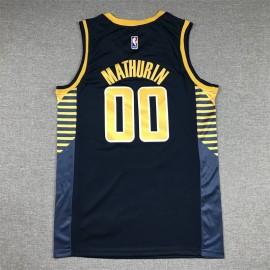 Camiseta Bennedict Mathurin #00 Indiana Pacers Azul Negro Camiseta Bennedict Mathurin #00 Indiana Pacers Azul Negro