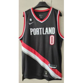 Camiseta Damian Lillard #0 Portland Trail Blazers 22/23 Negro