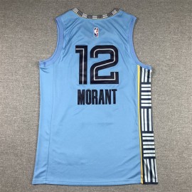 Camiseta Ja Morant #12 Memphis Grizzlies 2023 Azul Claro Camiseta Ja Morant #12 Memphis Grizzlies 2023 Azul Claro