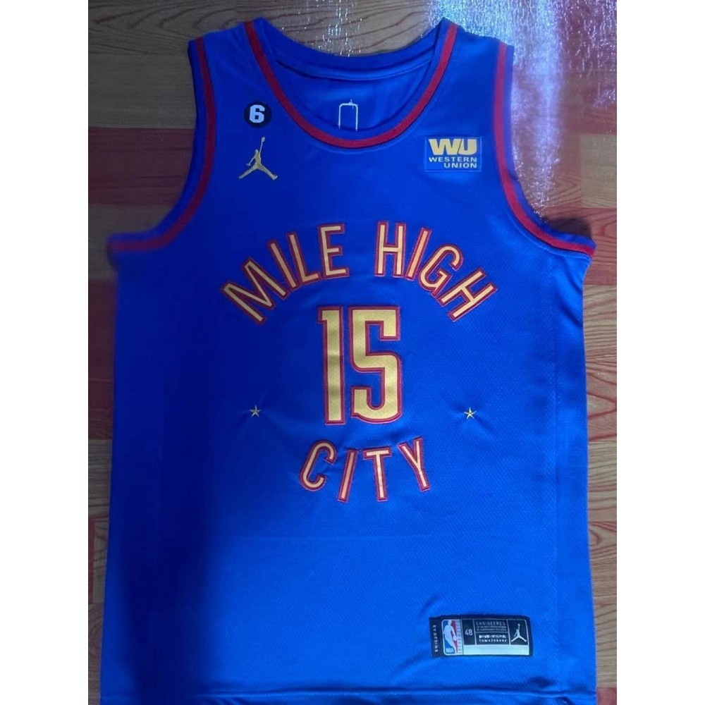 Camiseta Nikola Jokić #15 Denver Nuggets Azul Camiseta Nikola Jokić #15 Denver Nuggets Azul