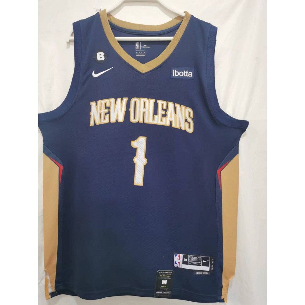 Camiseta Zion Williamson #1 New Orleans Pelicans 22/23 Azul Camiseta Zion Williamson #1 New Orleans Pelicans 22/23 Azul