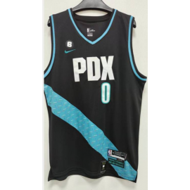 Camiseta Damian Lillard #0 Portland Trail Blazers 2023 Negro City Edition