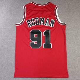 Camiseta Dennis Rodman #91 Chicago Bulls Rojo Edición Final Camiseta Dennis Rodman #91 Chicago Bulls Rojo Edición Final