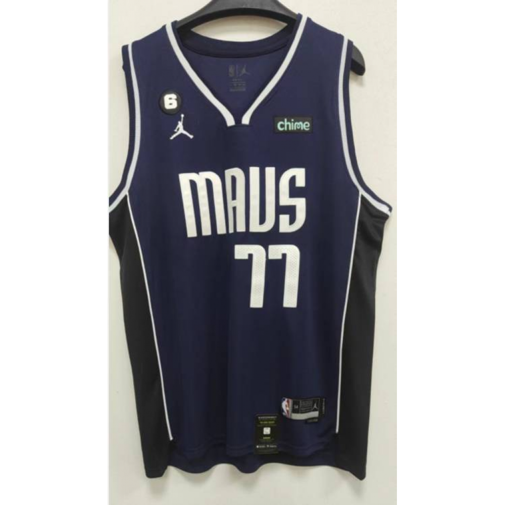 Camiseta Luka Doncic #77 Dallas Mavericks 2023 Azul Negro Camiseta Luka Doncic #77 Dallas Mavericks 2023 Azul Negro