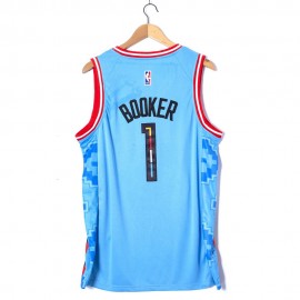 Camiseta Devin Booker #1 Phoenix Suns 2023 Azul City Edition Camiseta Devin Booker #1 Phoenix Suns 2023 Azul City Edition
