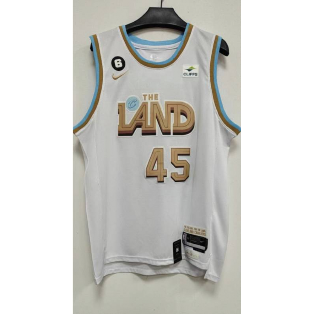 Camiseta Donovan Mitchell #45 Cleveland Cavaliers 2023 Blanco City Edition Camiseta Donovan Mitchell #45 Cleveland Cavaliers 2023 Blanco City Edition