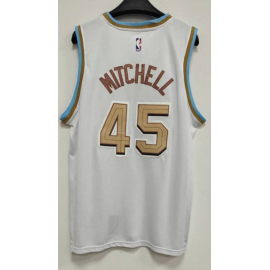 Camiseta Donovan Mitchell #45 Cleveland Cavaliers 2023 Blanco City Edition Camiseta Donovan Mitchell #45 Cleveland Cavaliers 2023 Blanco City Edition