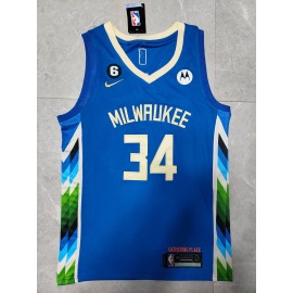 Camiseta Giannis Antetokounmpo #34 Milwaukee Bucks 22/23 Azul