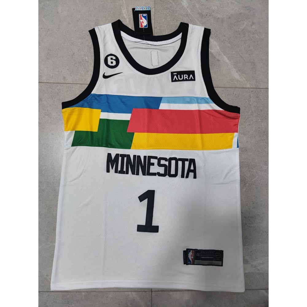 Camiseta Anthony Edwards #1 Minnesota Timberwolves 22/23 Blanco Camiseta Anthony Edwards #1 Minnesota Timberwolves 22/23 Blanco