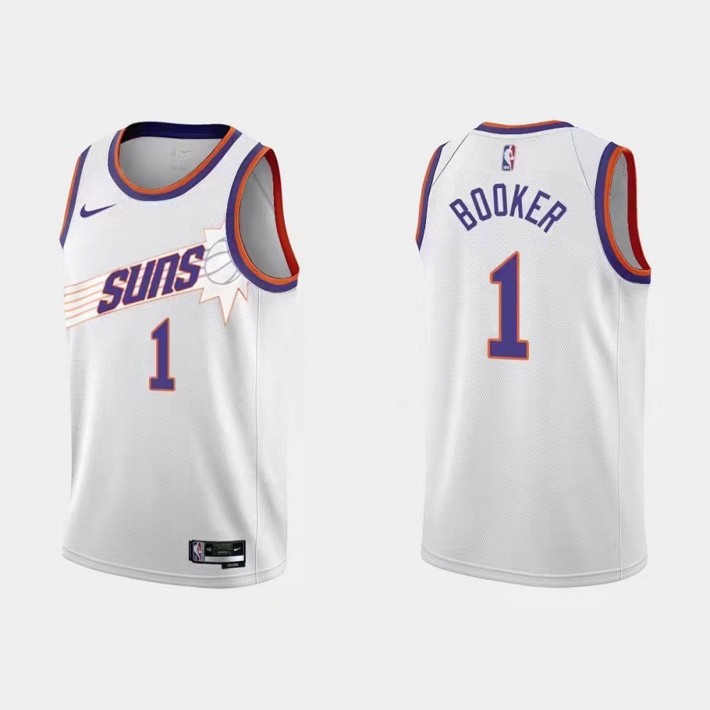 Camiseta Devin Booker #1 Phoenix Suns 22/23 Blanco Camiseta Devin Booker #1 Phoenix Suns 22/23 Blanco