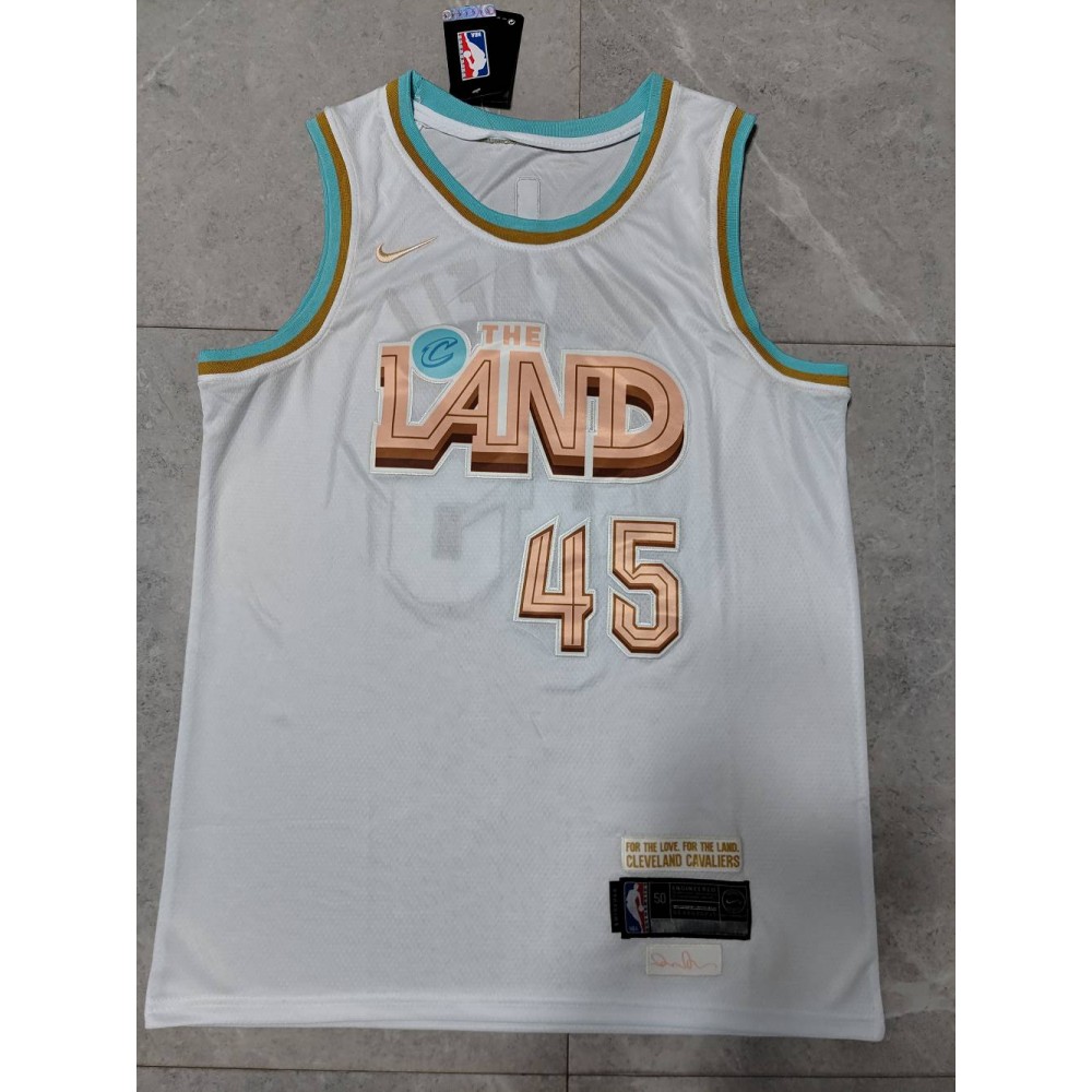 Camiseta Donovan Mitchell #45 Cleveland Cavaliers 22/23 Blanco City Edition Camiseta Donovan Mitchell #45 Cleveland Cavaliers 22/23 Blanco City Edition