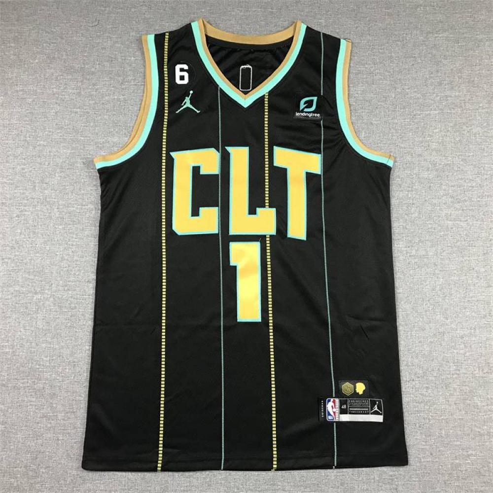 Camiseta LaMelo Ball #1 Charlotte Hornets 2023 Negro City Edition Camiseta LaMelo Ball #1 Charlotte Hornets 2023 Negro City Edition