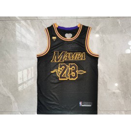 Camiseta Lebron James #23 Los Angeles Lakers Mamba Negro Camiseta Lebron James #23 Los Angeles Lakers Mamba Negro