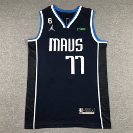 Camiseta Luka Doncic #77 Dallas Mavericks Azul Negro Statement Edition