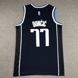 Camiseta Luka Doncic #77 Dallas Mavericks Azul Negro Statement Edition Camiseta Luka Doncic #77 Dallas Mavericks Azul Negro Statement Edition