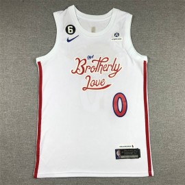 Camiseta Tyrese Maxey #0 Philadelphia 76ers 2023 Blanco City Edition