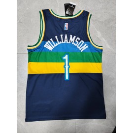 Camiseta Zion Williamson #1 New Orleans Pelicans 22/23 Azul Negro Camiseta Zion Williamson #1 New Orleans Pelicans 22/23 Azul Negro