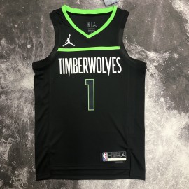Camiseta Anthony Edwards #1 Minnesota Timberwolves 2023 Edición Flyer Negro