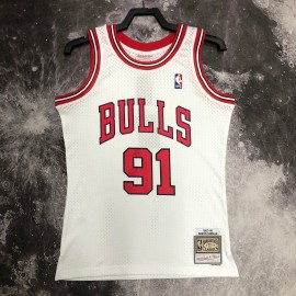 Camiseta Dennis Rodman #91 Chicago Bulls 1998 Blanco