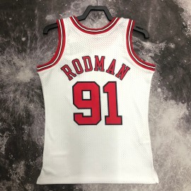 Camiseta Dennis Rodman #91 Chicago Bulls 1998 Blanco Camiseta Dennis Rodman #91 Chicago Bulls 1998 Blanco
