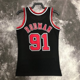 Camiseta Dennis Rodman #91 Chicago Bulls 1998 Negro