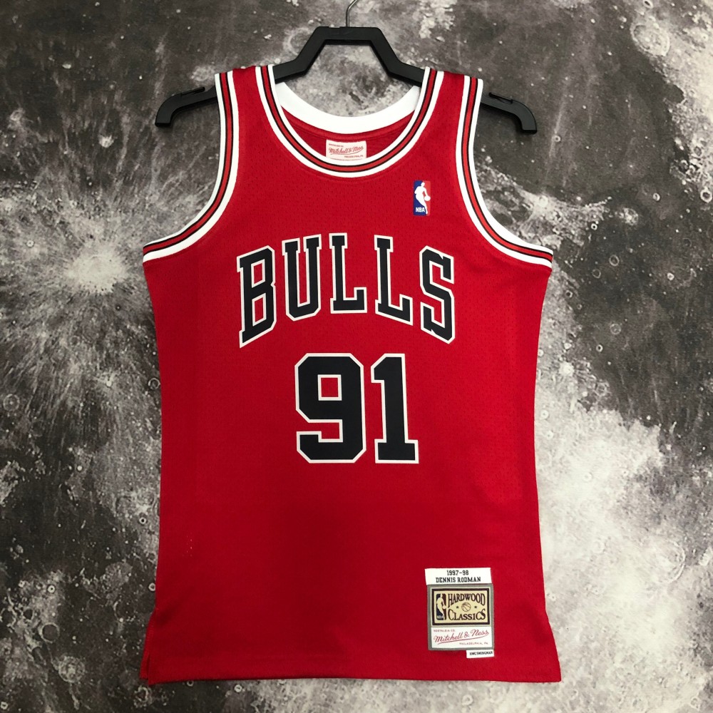 Camiseta Dennis Rodman #91 Chicago Bulls 1998 Rojo