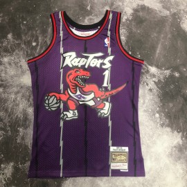 Camiseta Tracy McGrady #1 Toronto Raptors 1999 Clásico Edition Púrpura