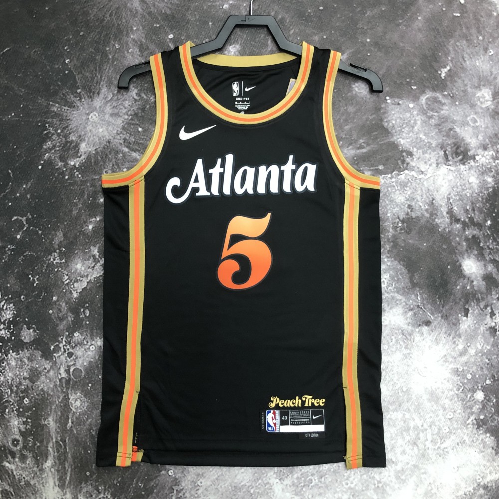 Camiseta Dejounte Murray #5 Atlanta Hawks 2023 City Edition Negro Camiseta Dejounte Murray #5 Atlanta Hawks 2023 City Edition Negro