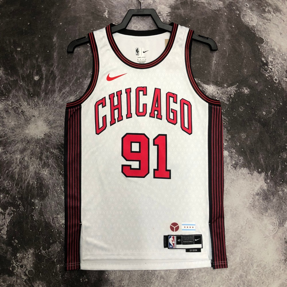 Camiseta Dennis Rodman #91 Chicago Bulls 2023 City Edition Blanco Camiseta Dennis Rodman #91 Chicago Bulls 2023 City Edition Blanco