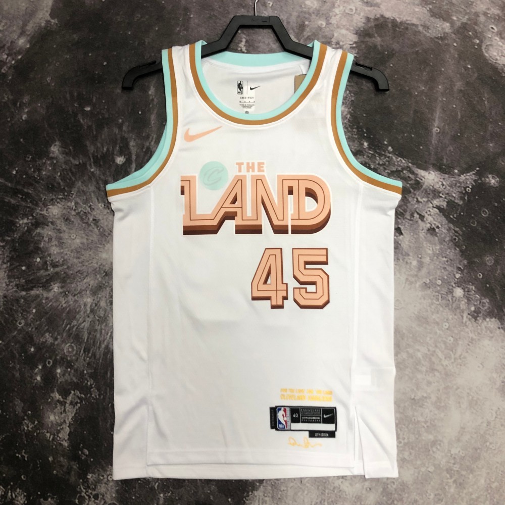 Camiseta Donovan Mitchell #45 Cleveland Cavaliers 2023 City Edition Blanco Camiseta Donovan Mitchell #45 Cleveland Cavaliers 2023 City Edition Blanco
