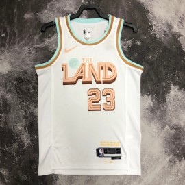 Camiseta Lebron James #23 Cleveland Cavaliers 2023 City Edition Blanco