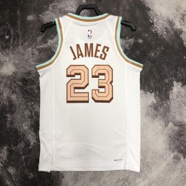 Camiseta Lebron James #23 Cleveland Cavaliers 2023 City Edition Blanco Camiseta Lebron James #23 Cleveland Cavaliers 2023 City Edition Blanco