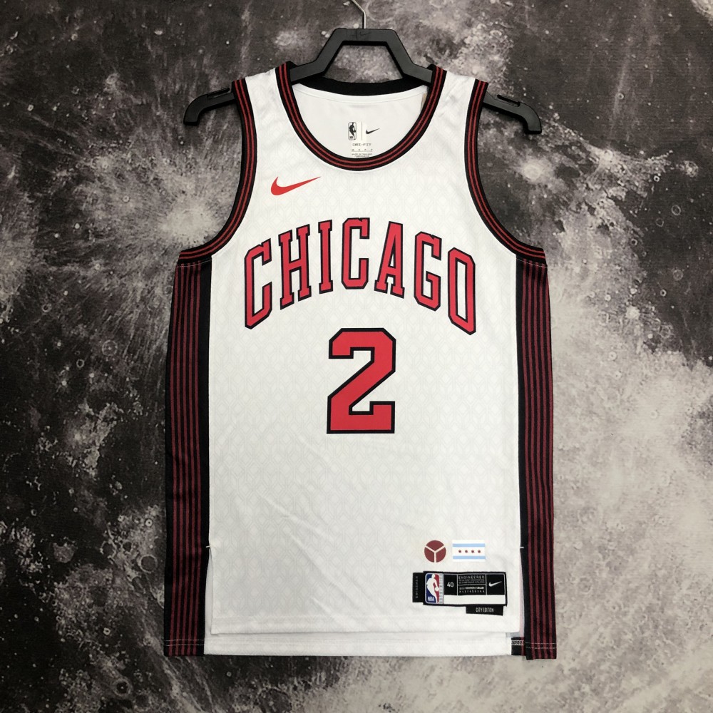 Camiseta Lonzo Ball #2 Chicago Bulls 2023 City Edition Blanco Camiseta Lonzo Ball #2 Chicago Bulls 2023 City Edition Blanco