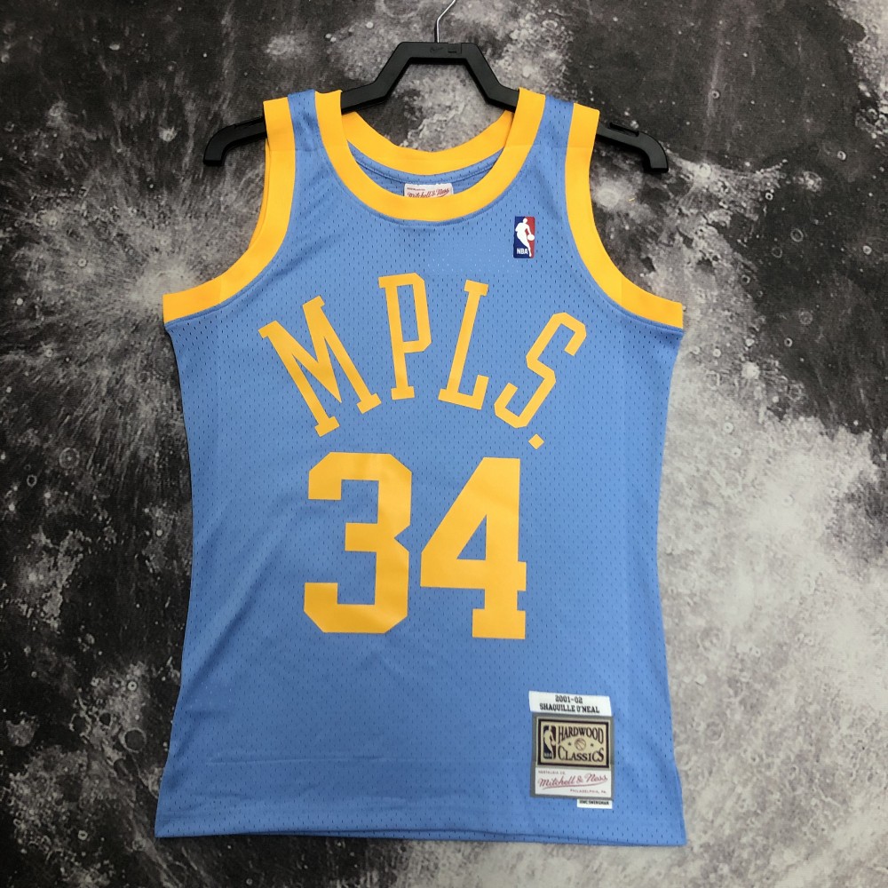 Camiseta Shaquille O'Neal #34 Los Angeles Lakers 2002 Classic Edition Azul Camiseta Shaquille O'Neal #34 Los Angeles Lakers 2002 Classic Edition Azul