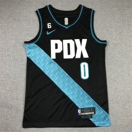 Camiseta Damian Lillard #0 Portland Trail Blazers 2023 City Edition Negro