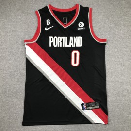 Camiseta Damian Lillard #0 Portland Trail Blazers 2023 Negro