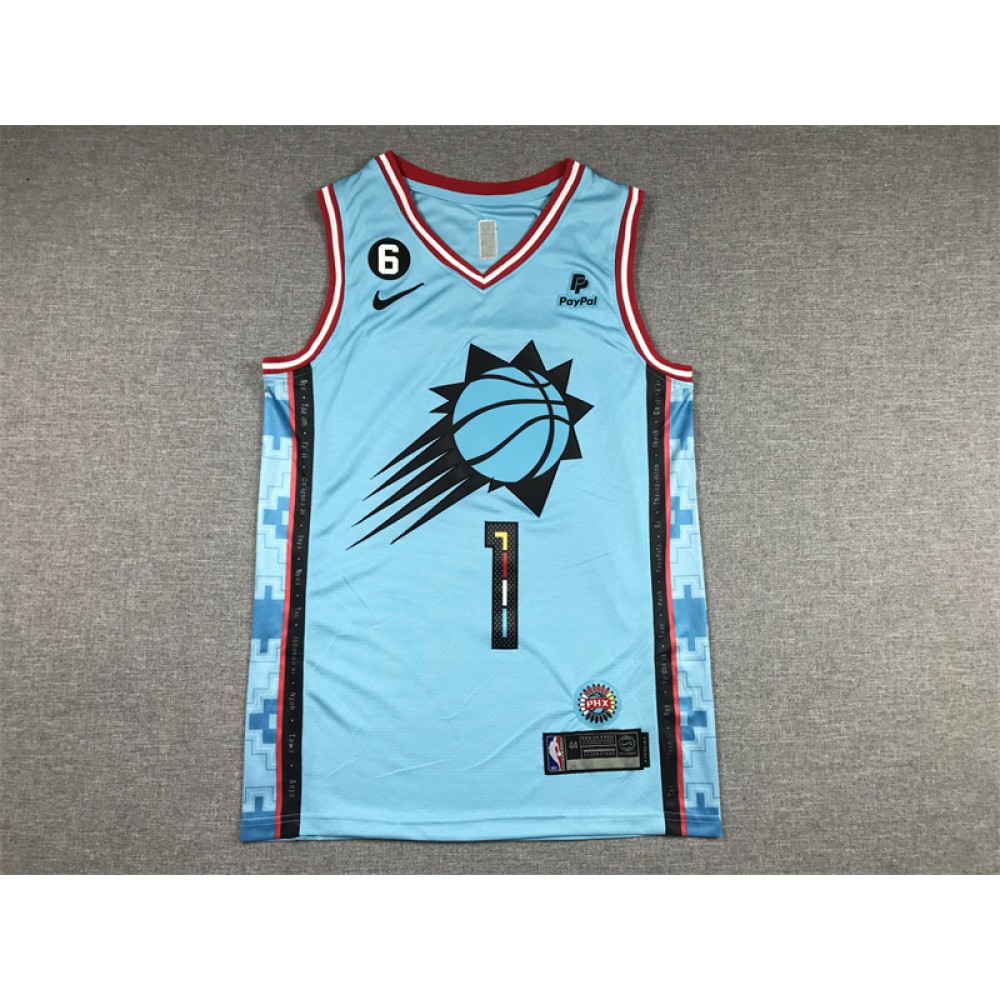 Camiseta Devin Booker #1 Phoenix Suns 2023 City Edition Azul Camiseta Devin Booker #1 Phoenix Suns 2023 City Edition Azul