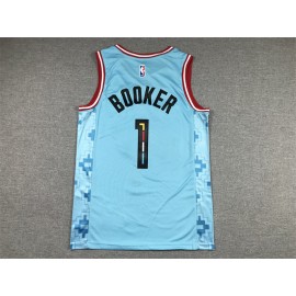 Camiseta Devin Booker #1 Phoenix Suns 2023 City Edition Azul Camiseta Devin Booker #1 Phoenix Suns 2023 City Edition Azul