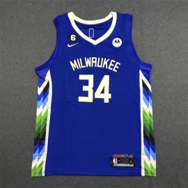 Camiseta Giannis Antetokounmpo #34 Milwaukee Bucks 22/23 City Edition Azul