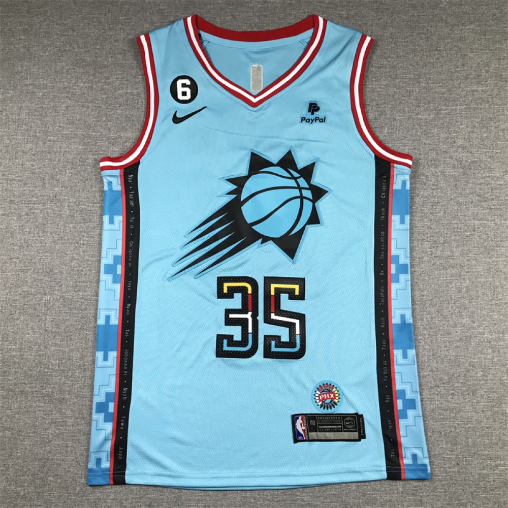 Camiseta Kevin Durant #35 Phoenix Suns 2023 City Edition Azul Camiseta Kevin Durant #35 Phoenix Suns 2023 City Edition Azul
