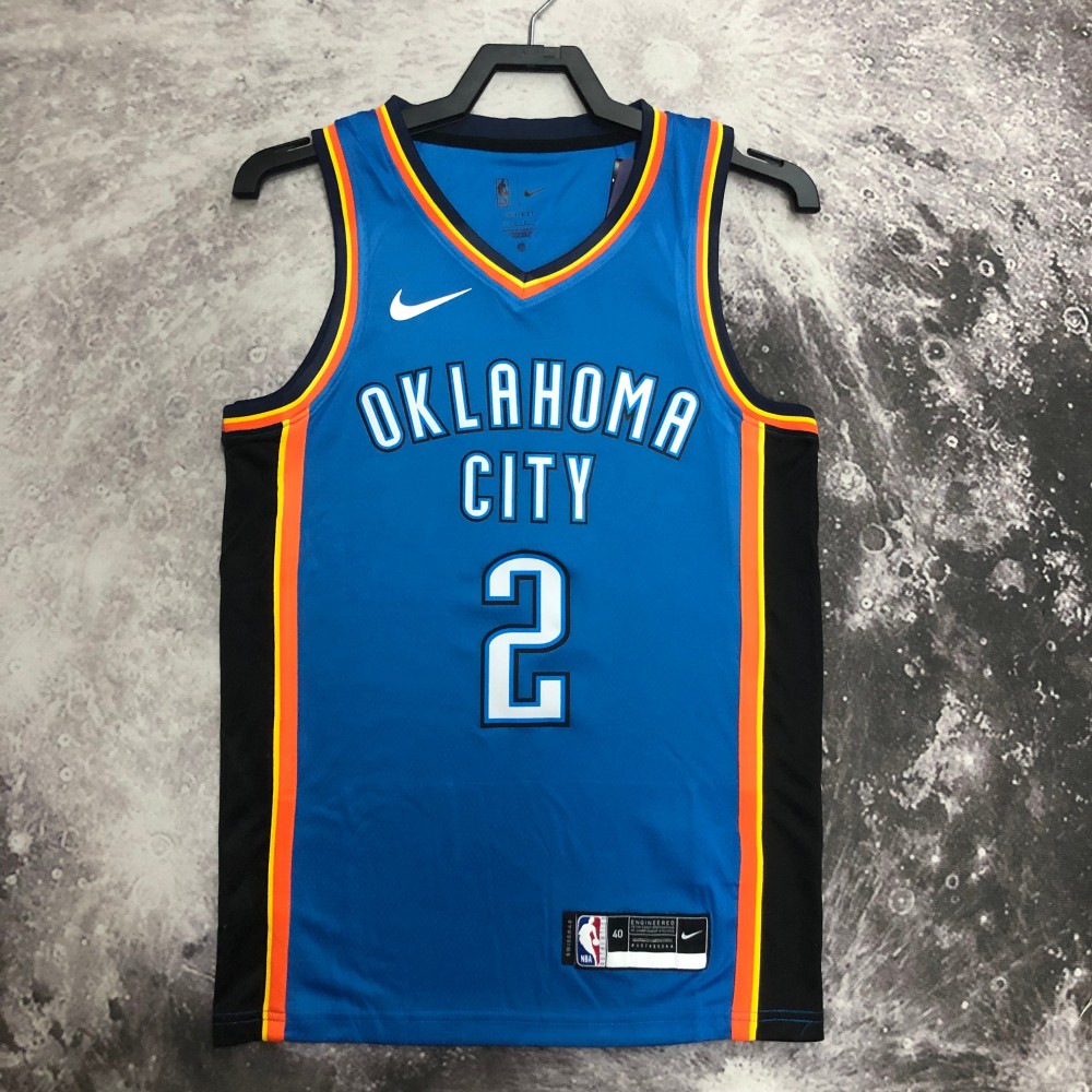 Camiseta Shai Gilgeous-Alexander #2 Oklahoma City Thunder Azul Camiseta Shai Gilgeous-Alexander #2 Oklahoma City Thunder Azul
