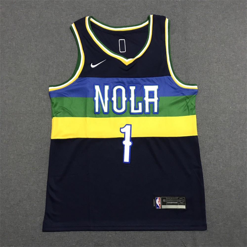 Camiseta Zion Williamson #1 New Orleans Pelicans 22/23 City Edition Azul Marino Camiseta Zion Williamson #1 New Orleans Pelicans 22/23 City Edition Azul Marino